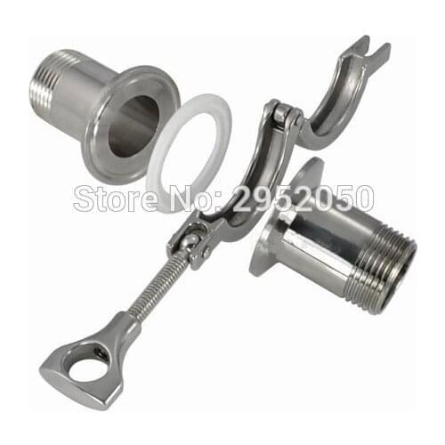 Free shipping 2 Pcs 3/8" DN10 Sanitary Male Thread Ferrule Pipe Fittings+Tri Clamp+PTFE Gasket Stainless Steel SS304