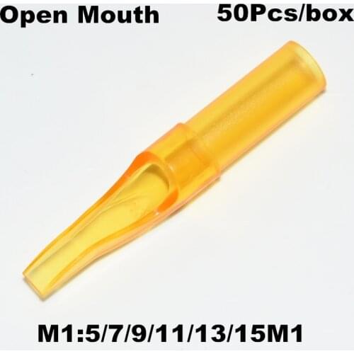 50Pcs/box Tattoo Tips 5/7/9/11/13/15Flat Gold Shark Sterilized Disposable Nozzle Needles Tips for Tattoo Gun Machine Needles