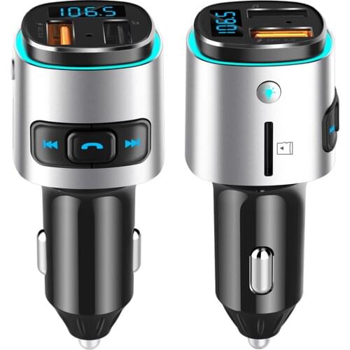 BC41 7-Color Car LED Backlit MP3 Player Bluetooth 5.0 Compatible FM Transmitter Hands Free Car Kits QC 3.0 Car USB Fast Charger