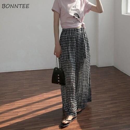 Casual Pants Women Big Size Streetwear Loose Trousers All-match Dots Korean Style Ladies Vintage Summer Trendy Students Chiffon