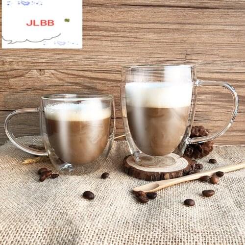 Double Wall Borosilicate Glass Cup with a Handle for Espresso Coffee Milk Tea 250ml 350ml 450ml