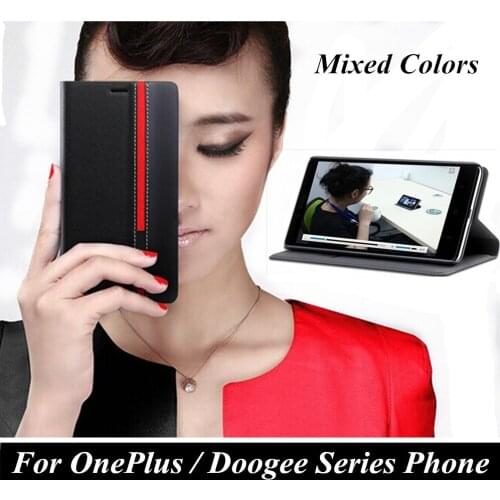 Top wallet Stand Card slot leather case Mixed color Phone cover for Oneplus 1 2 X Doogee X5 Pro X5 X6 Pro X6 F5