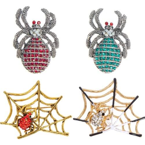 EASYA 2 Colors Crystal Spider Brooches For Women Fashion Red Plated Insect Brooch Pin Exquisite Jewelry Accessories