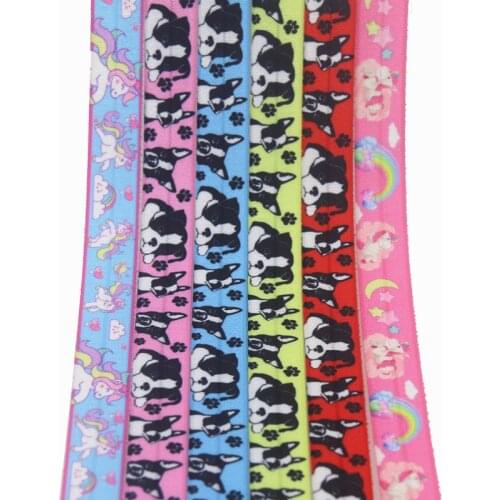 DHK 5/8'' 5yards dog horse printed Fold Elastic FOE stretch ribbon hairbow headwear headband DIY OEM E1871