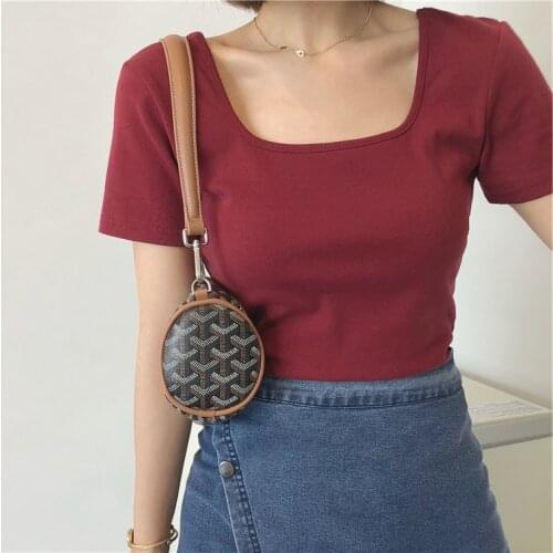 Pure Cotton Short-sleeved T-shirt Womens Short Summer 2021 New High-waist Navel Tight Top Tide Half-sleeved T-shirt