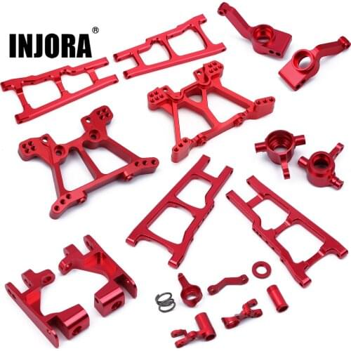 INJORA Steering Knuckles Suspension Arm Strengthen Metal Upgrade Parts Kit for 1/10 RC Car Truck Traxxas Slash 4X4