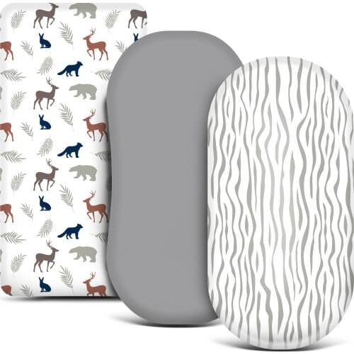 Bassinet Sheet Set-3 Pack Ultra Soft Stretchy Craddle Sheets ,Fit for Bassinet Mattress Pad Cover, Unisex Boys & Girls