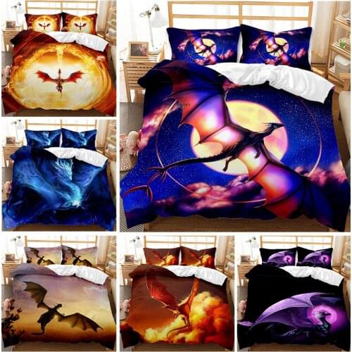3D Dragon pattern digital printing 2/3pc quilt cover pillowcase double bed set sheet cover bedroom quilt textiles bedding set