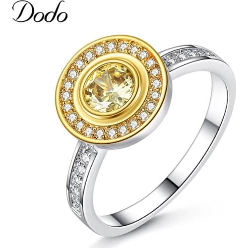 AAA Zircon Circle Round Rings Fashion Gold Champagne Color Ring Wedding Female Anel Austrian Crystals Jewelry Alliance Gift R396