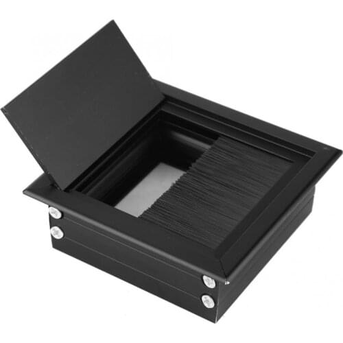 Cable Hole Cover 2pcs Table Desk Rectangle Aluminum Alloy Wire Cable Grommet Hole Cover with Brush Desk Table Grommet