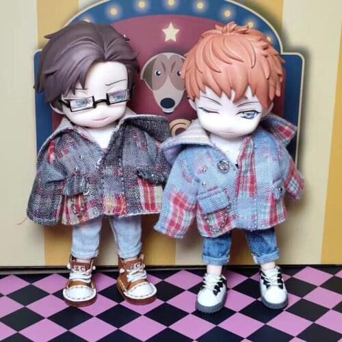 OB11 doll Dress is suitable for the 1/12 stylish and versatile new personalized denim irregular coat in dark blue light blue