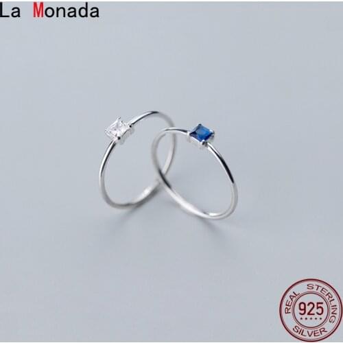 La Monada USSize6-8 Square Finger Women Ring 925 Sterling Silver Minimalist Rings For Women 925 Silver Fine Jewerly Rings Woman