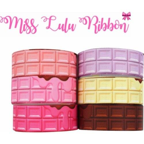 16mm-75mm Sweet Chocolate Macaron Color Printed Grosgrain/Foe Ribbon DIY Hair Bowknots Wedding Party Decor 50yards/roll