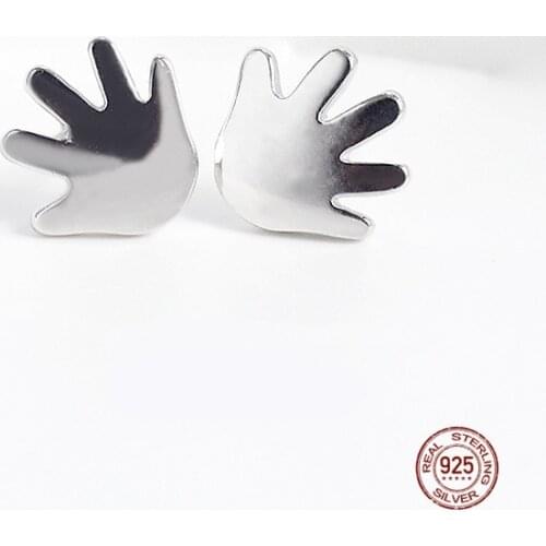 LKO 925 Sterling Silver Stud Earring Creative Personality Hand Palm Earrings For Women Student Trend Jewelry Accessories