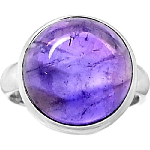 Lovegem Genuine Amethyst Cab Ring 925 Sterling Silver,Size : 7 , AR1382