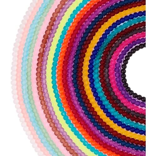 4 6 8 10mm Frosted Round Transparent Glass Bead Strands for Jewelry Making DIY Hole: 1.1~1.6mm; about 31.4"/strand,20strand/lot
