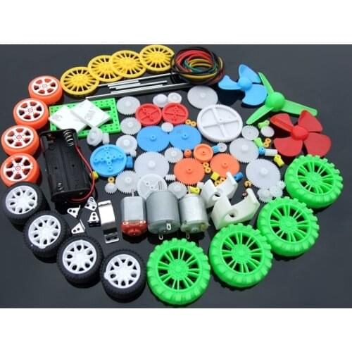 !Toy motor gear package,112 pieces,plastic gear + motor + tyre mould part