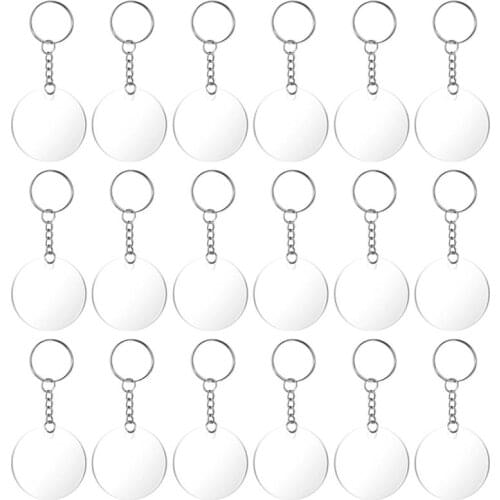 60 Pcs Round Acrylic Keychain Clear Circle Discs Keychain Set Transparent Round Acrylic Keychain Blanks Keychain for DIY