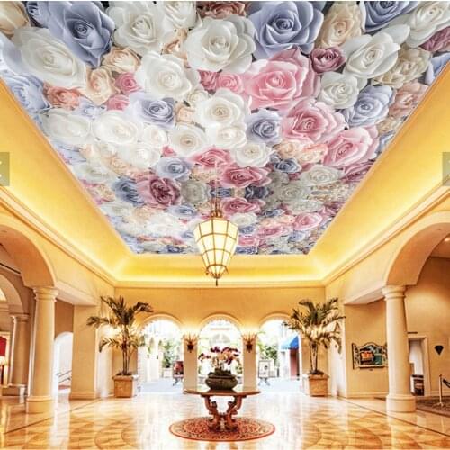 Large ceiling Papel Mural 8d/3D Colourful flower Wallpaper Mural for Living Room Wall paper 8d Photo Mural 3D Flower
