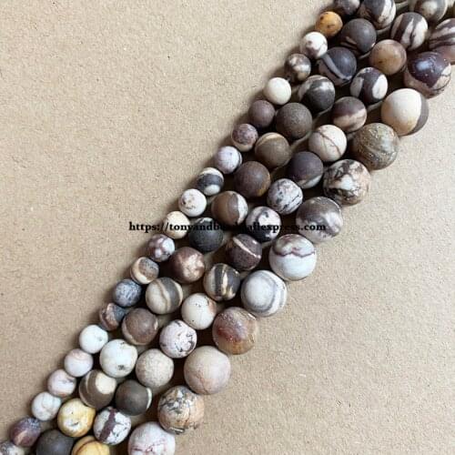 Natural Stone Matte Australia Zebra Jasper Round Loose Beads 15" Strand 4 6 8 10 12MM Pick Size For Jewelry Making DIY