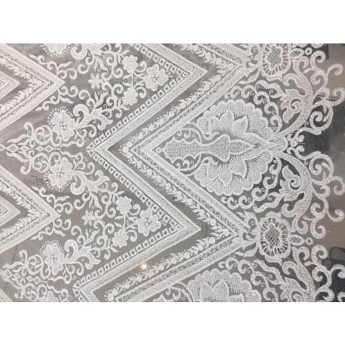 New 5yards/bag FH40# White Hand beads tulle mesh lace fabric for bridal wedding dress/sawing Free shipping alibaba express