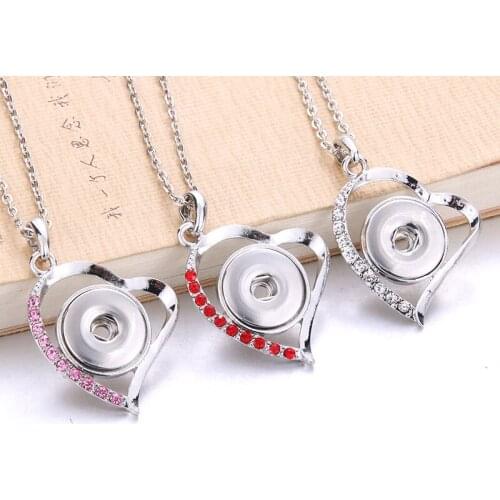 New Snaps Jewelry Rhinestone Metal Snap Button Necklaces 18mm 20mm Snap Pendant Necklace For Women Girls DIY Button Jewelry Gift