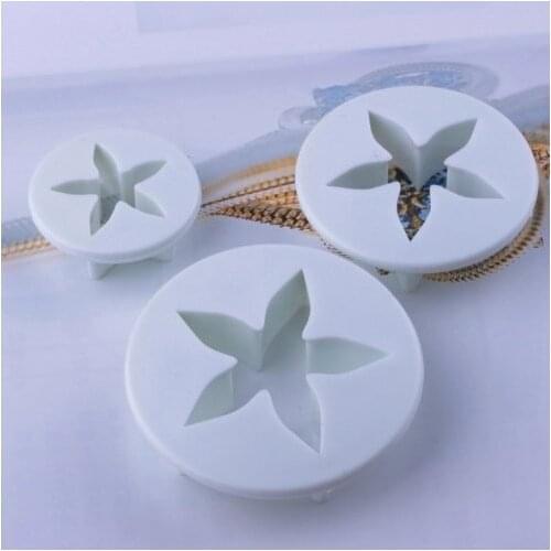 New 3x 5-petal Flower Fondant Cake Biscuit Sugarcraft Plunger Cutter Craft Mold Tool