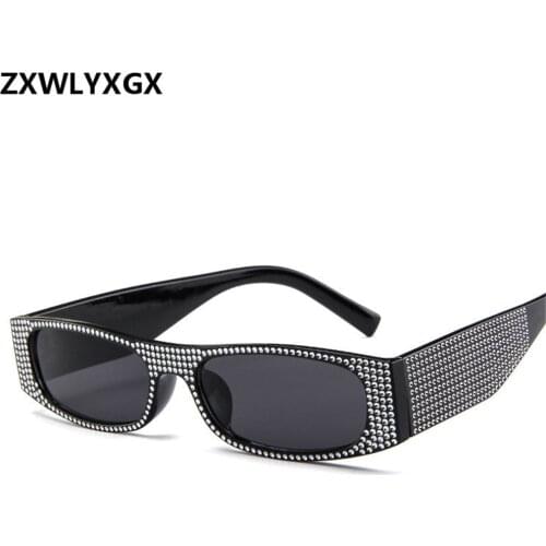 Fashion Small square sunglasses women imitation diamond sun glasses Retro glasses For Female Shades Mirror UV400 Oculos De Sol