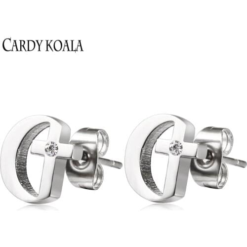 Personality Creative Trendy D-shaped Cross Diamond Tide Brand Temperament Female Earrings