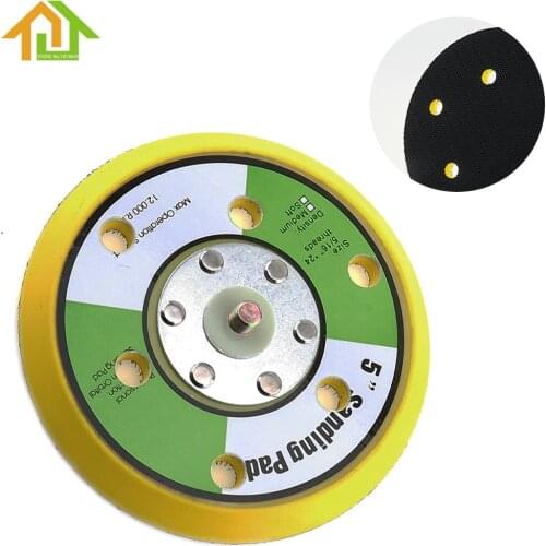 Professional 5 Inch 12000rpm Dual Action Random Orbital Sanding Pad Plate with 6 Holes for Pneumatic Sanders Air Polishers