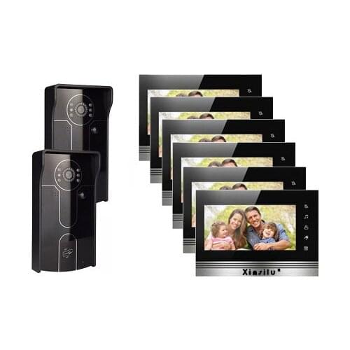 XINSILU wired villa video door phone 7 inch TFT-LCD color screen and access control IR camera w/t ID key unlocking For 2 doors