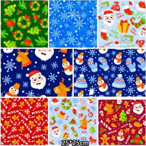 Christmas Serise Printed Fabric Patchwork Cloth DIY Handmade Sewing Material For Clothing Bags Toys Accessories
