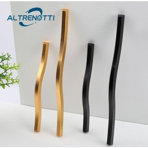 Cabinet Furniture Handle Black Gold Aluminum Long Size Simple Modern Wardrobe Drawer Door Pull Kitchen Cupboard Knob Hardware