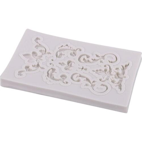 DIY Silicone Fondant Mould Relief Baroque Cake Lace Flower Border Decor Mold