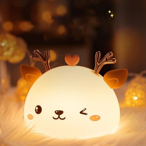 Cute LED Night Light Silicone Touch Sensor 7 Colors Animal Night Lamp Kids Baby Bedroom Desktop Decoration Ornaments for Home