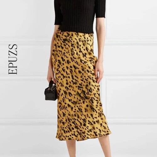 Vintage Leopard print skirts womens casual high waist midi skirt korean fashion boho beach party retro skirt 2020