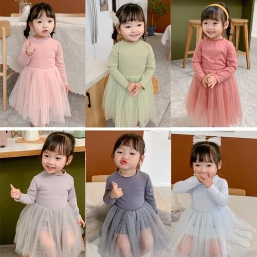 Spring Autumn Girls Dress Fashion Princess Mesh Dress Cute Patchwork Girls Party Dresses BC879