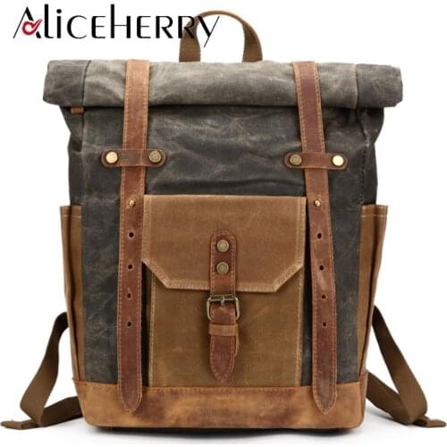 Vintage Canvas Leather Famous Brand Backpack Male Mochila Escolar Girls Laptop Backpack for Teens School Crossbody Bags