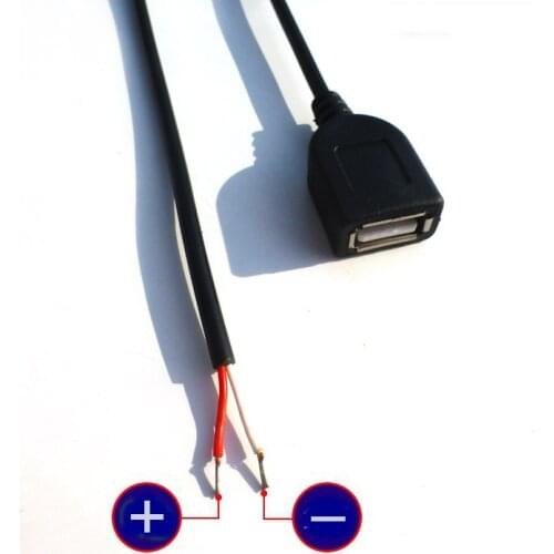 High Quality USB power line USB data cable Single Female USB Cable 2 cores 30cm Solar Cell welding For solar charger DIY