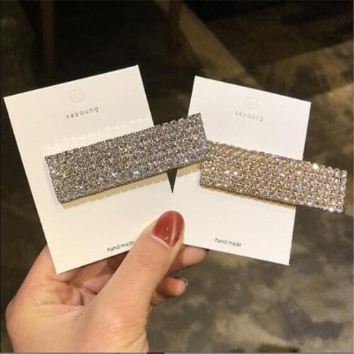 Fashion Women Shining Rhinestones Big Size Hairpins Luxury Full Of Crystals Geometric Bobby Pins Big Hair Clips Barrettes