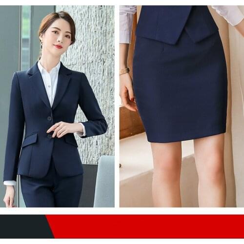 Womens suits simple temperament lapel single buckle professional wear fashion slim skirt two-piece autumn and winter new