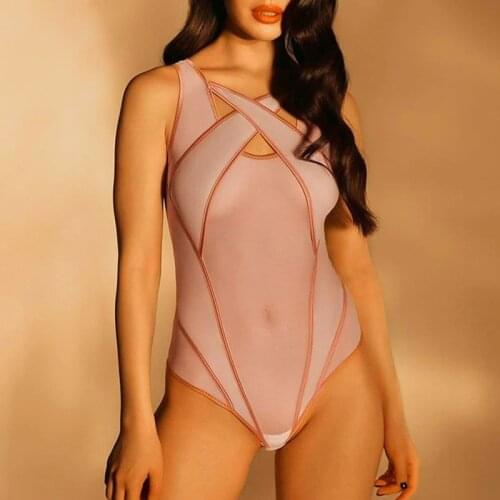 B.CYQZ Women Pink Underwear Sexy Full Bodysuit Off Shoulder Body Top Sexy Lingerie Black Fantasia Sexy Bodysuits Exotic Apparel