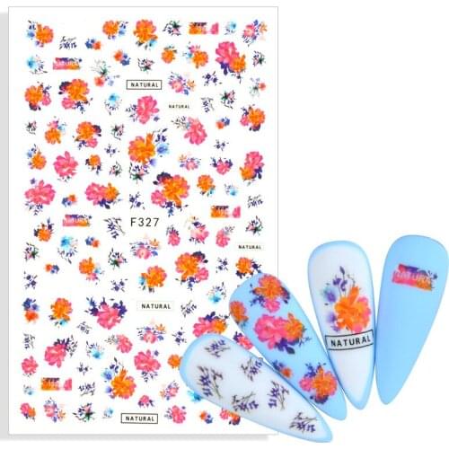 1 Sheet 2021 Spring 3D Nail Sticker Flower Leaves Slider Transfer Nail Stickers Nail Art DIY Transfer Sticker Decals Decoration