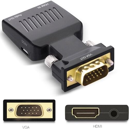20pcs/lot 1080P HD Male to Female VGA out to HDMI in Converter Adapter With Audio Video Output for PC Laptop