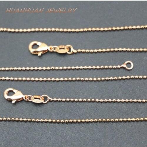 3PCS Wholesale 1mm Round Link Chain Rose Gold-Color Copper Stainless Steel Women Necklace Chains Choker Diy Jewelry 18inch B3387