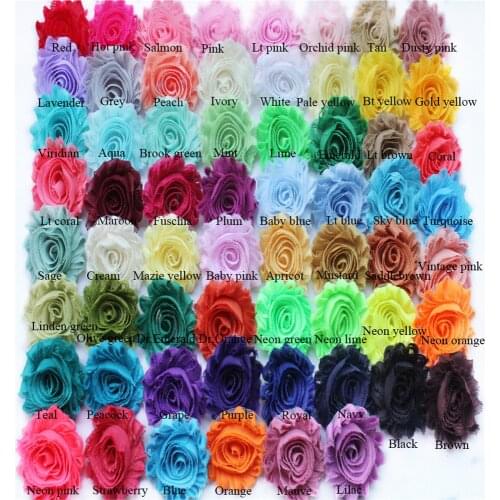 45yds/6colors/ lot Newest 114 solid colors shabby flower solid plain chic frayed chiffon flowers rose trim stock by the yard
