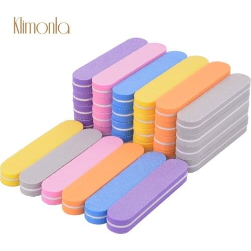 50Pcs/Lot Mini Straight Sponge Nail Files 100/180 Sandpaper Gel Sanding Polishing Emery Board Nail Care Pedicure Tool Suppliers