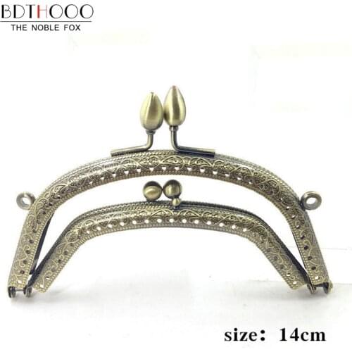 14cm Metal Purse Frame Handle for Clutch Bag Handbag Accessories Making Kiss Clasp Lock Antique Bronze Tone Bags Hardware
