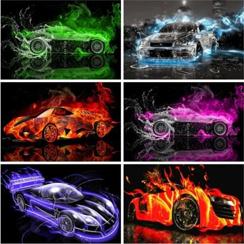 Huacan 5D Diamond Painting Full Drill Square Car Diamond Embroidery Mosaic Landscape Rhinestone Pictures Home Decor