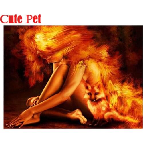 Diamond mosaic Fire Fox Diamond embroidery beauty Girl Portrait diy 5d diamond painting crystal painting rhinestone Cross Stitch